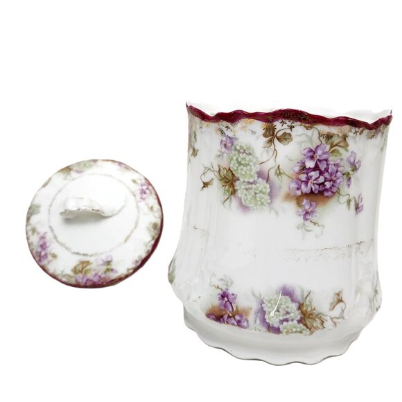 Antique J&C Malmaison Germany Hand Painted Cracker Jar with Gold Detail - Picture 2 of 6